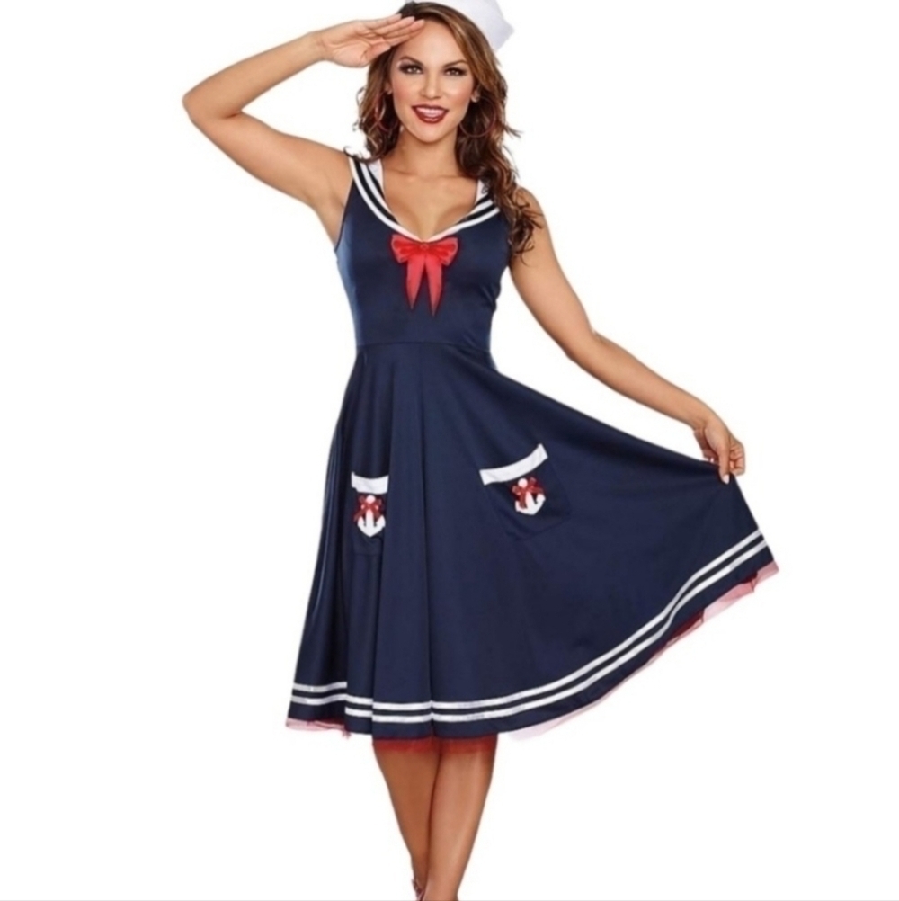 Dreamgirl All Aboard Sailor Halloween Costume Cosplay Women's Small S Dress Hat